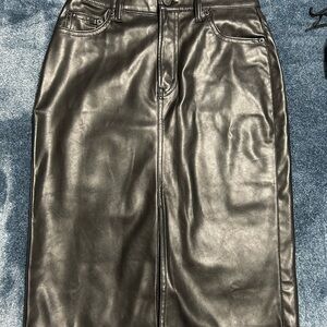 Gap Black Faux Leather Pencil Skirt - Women